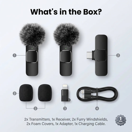 Wireless Mini Lavalier microphone with windproof cover