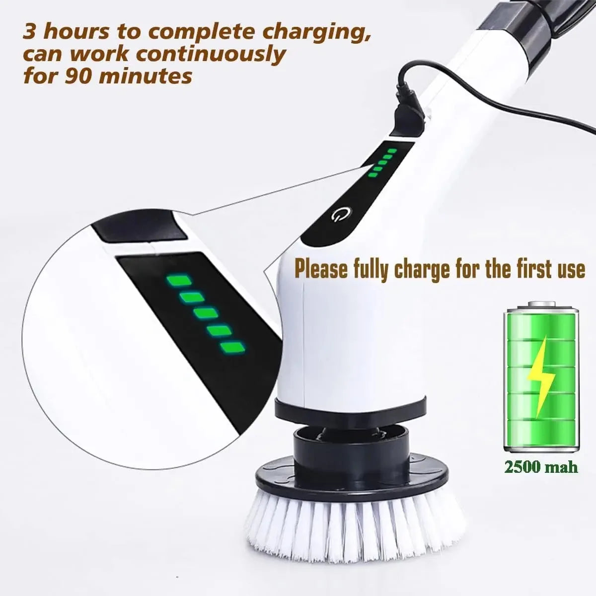 Rechargeable Electric Spin Scrubber - Cordless Cleaning Brush